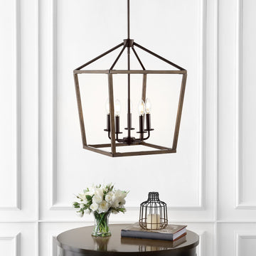 Oria 10" Iron Farmhouse Industrial Lantern LED Pendant - JONATHAN Y